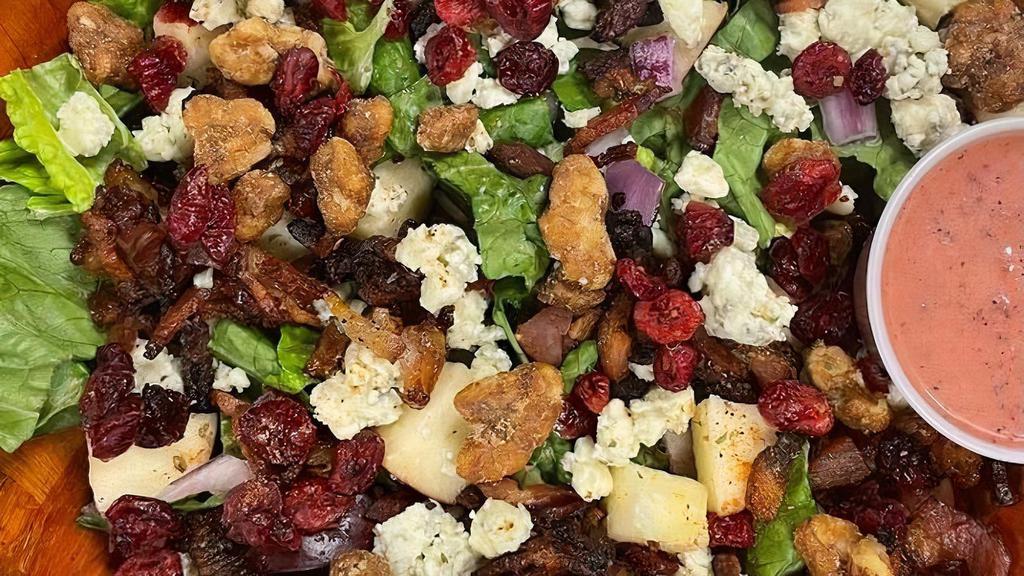 Special: Spring Salad · Cranberry Salad! Romaine, bacon, apples, red onion, candied walnuts, dried cranberries and crumbled blue cheese.  With a house made cranberry vinaigrette.