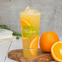 Fresh Orange Green Tea · Fresh press orange juice & four season green tea.