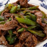 Beef With Chinese Pepper / 尖椒牛肉 · Spicy. Stir-fried marinated Beef & Chili Pepper.