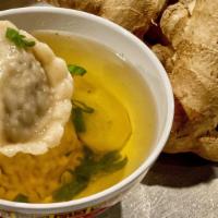 Ginger Wonton Soup · A delicate broth served with fresh ginger, dumplings and scallions. (vegan)

*Our entire men...