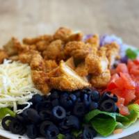 Chicken Salad · Large Full size salad with enough for two with Grilled or crispy chicken, romaine, tomato, o...