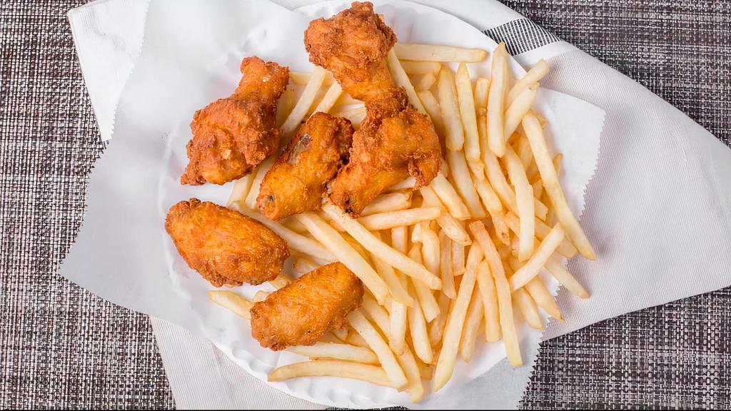Wing Dings (10Pc) · With fries or rice and soda.
