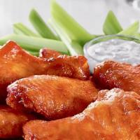 Fresh Chicken Wings · Chicken Wing selection: Crispy, Buffalo, Honey BBQ, Teriyaki,& BBQ with serving sauces: swee...