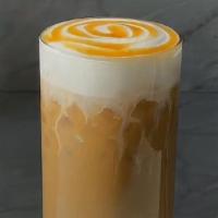 Caramel Macchiato · shots of espresso poured on top of smooth steamed milk all natural vanilla syrup and caramel...