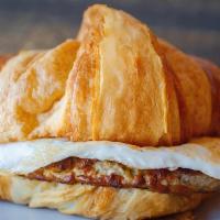 Sausage Egg & Cheese Sandwich · English muffin or croissant.