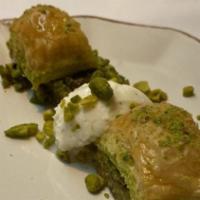 Tray Of Baklava · Tray of 15 pieces of finely layered pastries with pistachios and steeped in syrup

Feeds 4-6...
