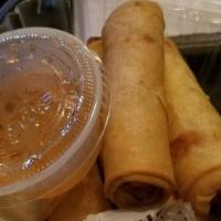 Thai Rolls · Crispy Thai spring rolls served with house special sweet and sour dipping sauce.