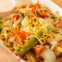 Salad · Romaine salad with cheese, pico de gallo, and black beans with your choice of dressing and a...
