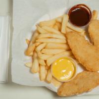 Chicken Tenders · With a choice of honey mustard, Bleu cheese or bbq sauce.