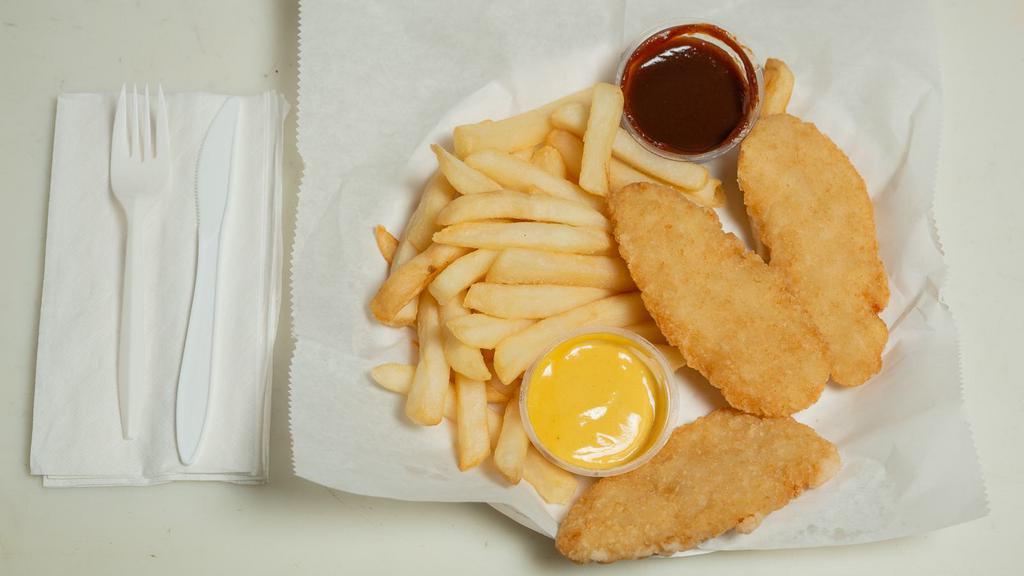 Chicken Tenders · With a choice of honey mustard, Bleu cheese or bbq sauce.