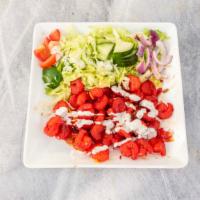 Shrimp Salad · Full salad of lettuce, tomato, onion, and cucumber with juicy seasoned grilled shrimp. Glute...