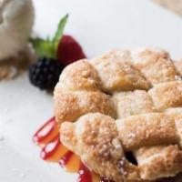 Apple Pie W/ Vanilla Ice Cream · Warm, housemade mini apple pie, vanilla ice cream. Possible Allergies: Dairy, Gluten.