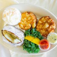 Home-Made Jumbo Lump Crab Cakes Dinner · Made with our homemade crab cake recipe. Served with coleslaw and your choice of French frie...