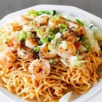 Hibachi Shrimp · Served with mixed vegetables and choice of rice or noodles.