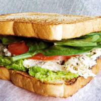 Chicken Salad Sandwich · Served with your choice of bread. Fresh chicken breast, lettuce, tomato, onion, mayo with ba...