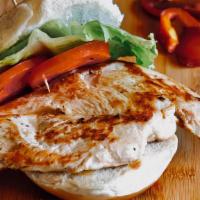 Grilled Chicken Sandwich · Lettuce, tomato, and onion.