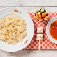 Kid'S Pasta · Pasta With Sauce of Your Choice: Tomato, Cream, Butter, Oil, Rosé . Served with Vegetables