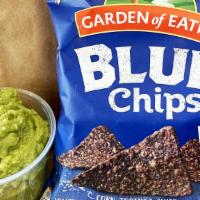 Blue Corn Chips & Guacamole · Blue corn tortilla chips and guacamole.