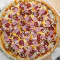 Meat Lover Pizza (Medium 14'') · Pepperoni, ground beef, ham, bacon cheese, and sauce.