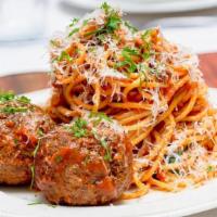 Spaghetti & Meatballs · BVP fontina stuffed meatballs, braised pork marinara, parmesan, basil