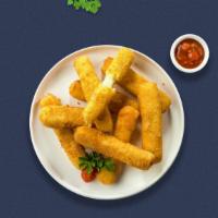 Mozza Mighty Sticks · Mozzarella cheese sticks battered and fried until golden brown.