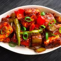 Chilli Paneer · Deep-fried paneer sauteed with onions and green chillies.