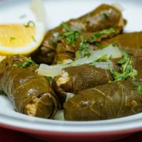 Grape Leaves · Vine leaves stuffed with rice and vegetables.