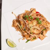 Pad Thai · thai style flat rice noodle. w. egg .onion.scallion. peanut and bean sprout