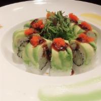 Dragon Roll · 8pcs/eel. cucumber inside top w. avocado.eel sauce.masago