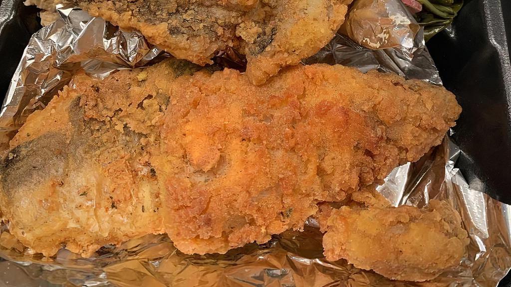 Whiting Fish Dinner · Crispy Fried Seasoned Whiting With A Choice Of Two Sides . Comes With A Dinner Roll Or Ameenah's Delights Happy Honey Cornbread.