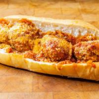 Meat Sandwich · Homemade meatballs and gravy topped with provolone and grated Pecorino Romano.