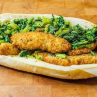 Knuckle Sandwich · Chicken cutlet with broccoli rabe and provolone cheese.
