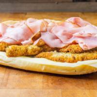 Rocky Balboa · Chicken cutlet with Virginia baked ham and Swiss cheese.