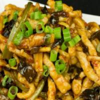 Shredded Pork W. Garlic Sauce 鱼香肉丝 · 鱼香肉丝 / stir-fried pork with garlic, ginger, bamboo shoots, black mushroom, a signature Sichu...
