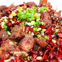 Chengdu Master'S Special Pork Ribs 黄飞鸿辣子小排 · 黄飞鸿辣子小排 / crispy deep-fried short ribs, stir-fried with peanuts, drizzled with hot red chili...