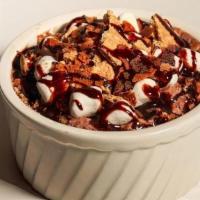 S'Mores · Chocolate Mousse, Graham Cracker Crumbles, Mini Marshmallows and Chocolate Syrup