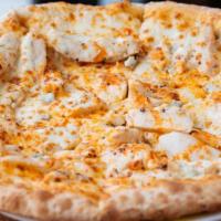 Buffalo Chicken · Timothy's legendary buffalo sauce, grilled chicken, melted mozzarella and provolone blend, w...