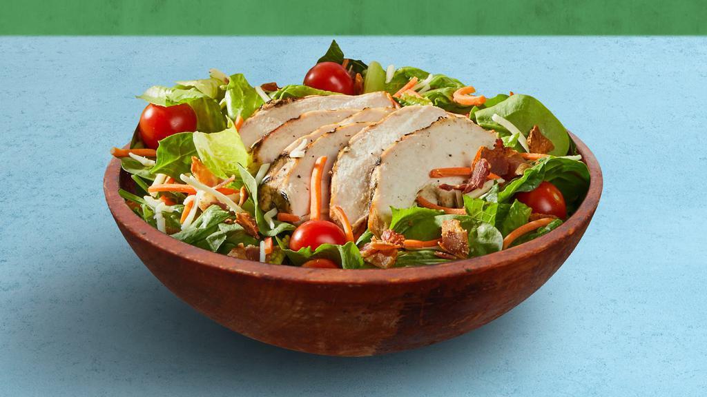 Bacon Ranch Salad · Choice of greens, carrots, tomatoes, Parmesan cheese, bacon, ranch dressing
