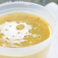 Lentil Soup · Red lentils, a hint of parsley, garlic, olive oil and selected spices. Served with a side of...