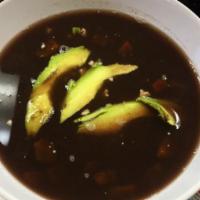 Black Bean Soup · Topped with Feta and Avocado