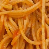 Kid Pasta Marinara · spaghetti , pomodoro sauce, Basil