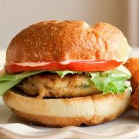 Crab Cake · Made with real jumbo lump crab meat on a toasted brioche bun.