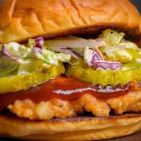 Bbq Sandwich · Crunchy slaw, pickles & homemade BBQ sauce.