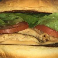 Grilled Chicken Sandwich · Our new Grilled Chicken sandwich. Grilled chicken breast, lettuce, tomato & house spread. Al...