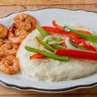 Grits & Shrimp · Served with 5 pieces of shrimp, grits &  fresh, cut sweet peppers