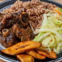 Large Oxtail Platter · Each platter consists of meat, rice, and your choice of any 2 sides: mac and cheese, cabbage...