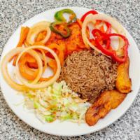 Escovitch Fish · Fish of the day fried with a crisp in ayasonice special spices, lightly covered with sautéed...