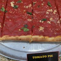 Tomato Pie · Thick Square Crust with Marinara, Garlic, Basil & Romano Cheese.

*Not Made with Produce.