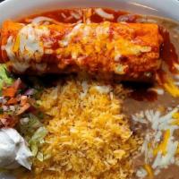 Lunch Chimichanga · Chicken, beef or pork and veggies.