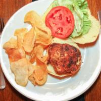 Crab Cake · Authentic house-made, award-winning receipe, served on a brioche bun with lettuce and tomatoes
